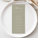 Elegante menú Minimalista de Boda de Olive Gris<br><div class="desc">La sencillez del diseño le permite complementar sin esfuerzo cualquier tema boda o estilo de decoración, lo que lo convierte en una elección versátil para su día especial. La tipografía nítida y el diseño elegante crean un estilo moderno y sofisticado, marcando el tono para una memorable celebración boda. Diseñado para...</div>