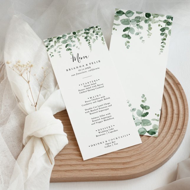 Elegante menú Minimalista de cena de eucalipto ver (Subido por el creador)