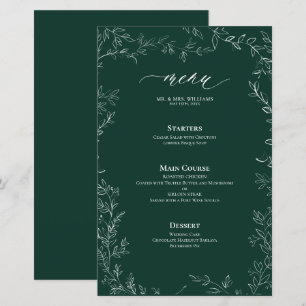 Elegante menú moderno de Boda de hojas verdes esme