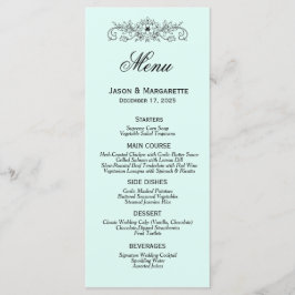 Elegante menú moderno de Bodas en blanco y negro