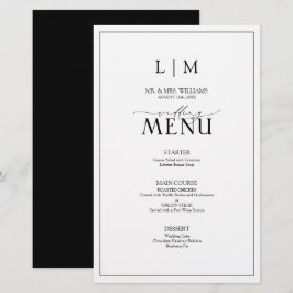 Elegante menú Monograma de caligrafía blanca y neg