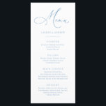 Elegante menú plano Minimalista azul turbio y azul<br><div class="desc">Carta plana azul polvorienta y elegante. Menú personalizable completo para su boda o evento.</div>