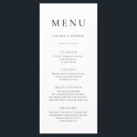 Elegante menú plano Minimalista blanco y negro<br><div class="desc">Carta minimalista elegante y moderna,  en blanco y negro. Menú personalizable completo para su boda o evento.</div>