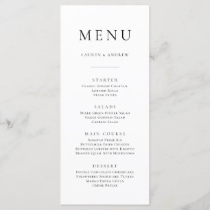 Elegante menú plano Minimalista blanco y negro