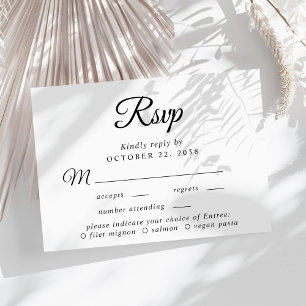 Elegante Menú Script Elección Boda RSVP