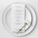 Elegante menú simple boda en blanco y negro<br><div class="desc">Simple tarjeta de menú de boda de plantilla de personalizado de texto de tipografía minimalista de moda blanca.</div>