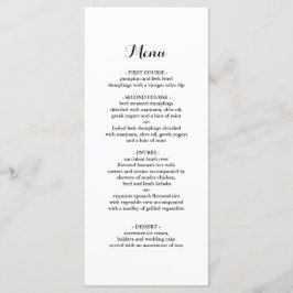 Elegante menú simple Boda Minimalista