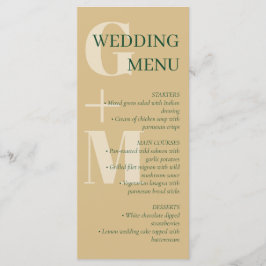 Elegante menú Tan y Boda de tipografía verde