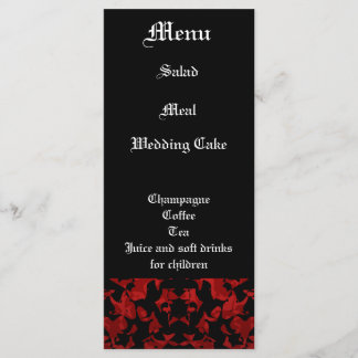 Elegante menú temático gótico de recepción de boda