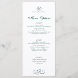 Elegante menú verde esmeralda Boda