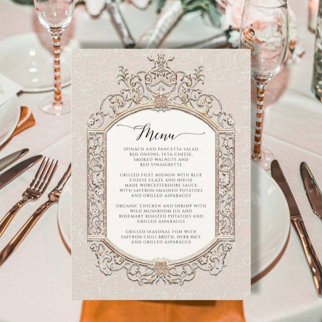 Elegante menú victoriano de marfil y oro (Subido por el creador)