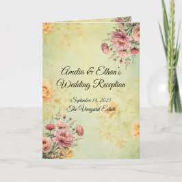 Elegante menú y programa de recepción de bodas