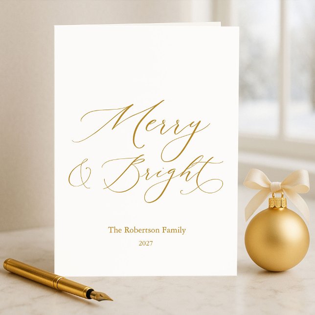 Elegante Merry & Bright Guión Dorado Navidad (Subido por el creador)