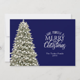 Elegante Merry Pequeño Árbol de Navidad Azul Placa