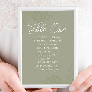 Elegante Mesa de Boda Número de hojas de palmeras 