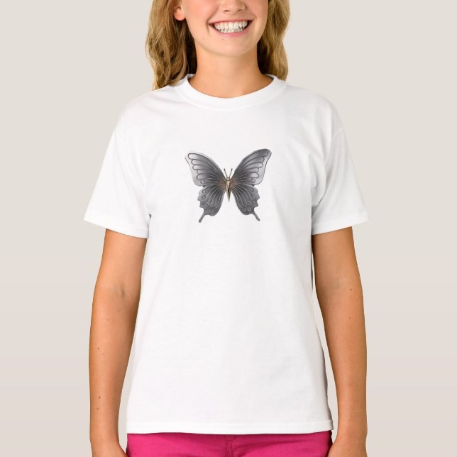 Elegante Metalizado mariposa niños camiseta (Anverso)