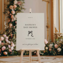 Elegante Minimal Bow Bienvenida Baby Shower
