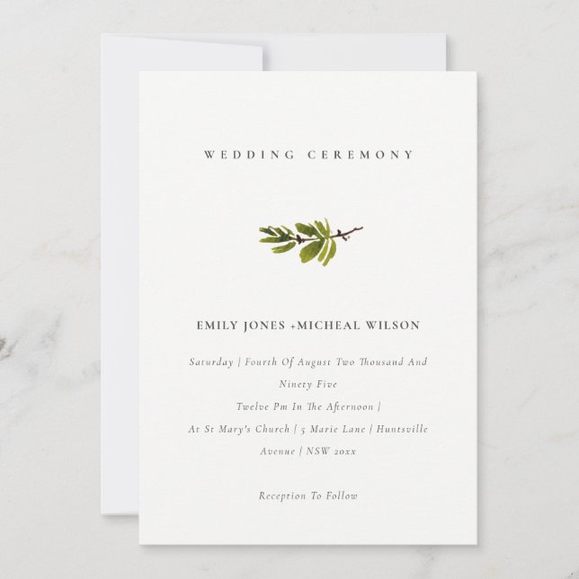 Elegante minimal Invitación a la Boda Simple de Ra (Anverso)