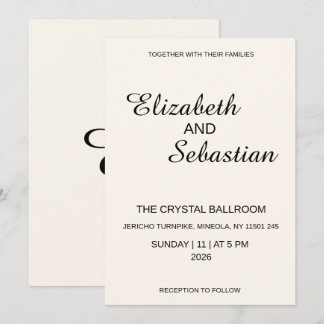 Elegante Minimalista Boda Caligrafía Crema