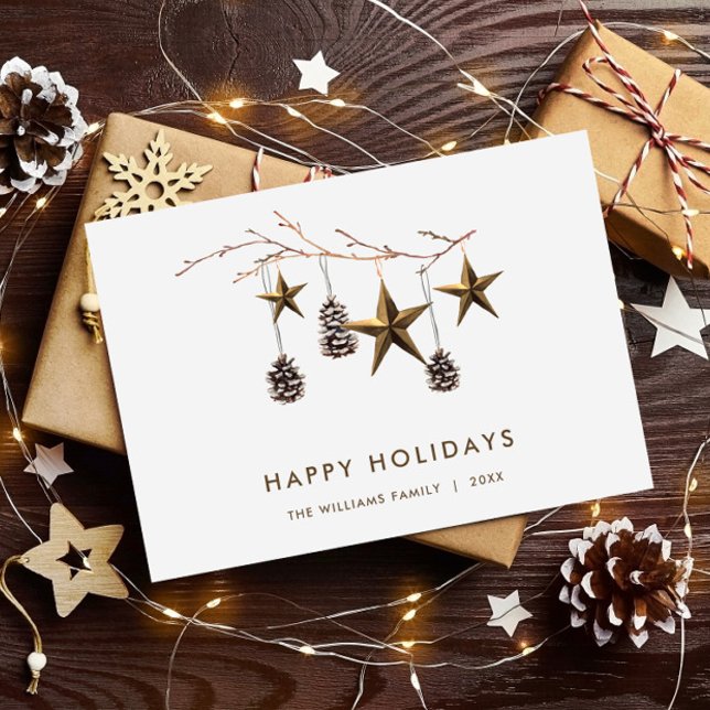 Elegante Minimalista Boho Feliz Saludo de Navidad (Subido por el creador)