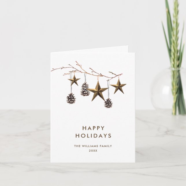 Elegante Minimalista Boho Feliz Saludo de Navidad (Anverso)
