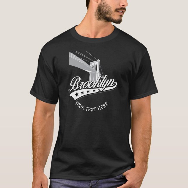 Elegante minimalista Brooklyn Design Camisa Negra (Anverso)