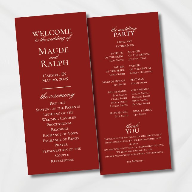 Elegante Minimalista Dinero viejo Boda rojo audaz (Classic Red with Modern Luxury Font Wedding Suite, a perfect elegant touch for the event.)