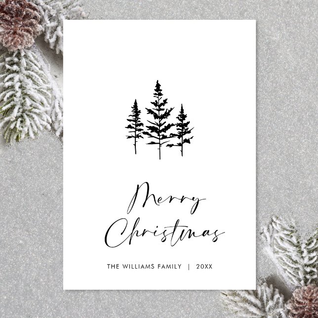 Elegante Minimalista Feliz de Navidad (Zazzle Elegant Minimalist Christmas Greeting QR code Holiday Card)