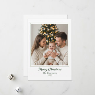 Elegante Minimalista Feliz Navidad Foto Familiar
