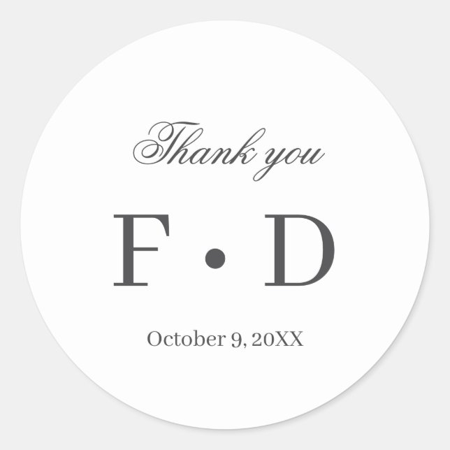 Elegante Minimalista Gracias Pegatina (Anverso)