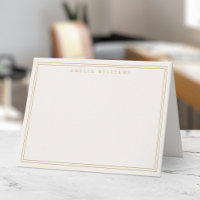 Elegante Minimalista Marfil Dorado Dos Bordes