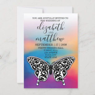 Elegante Minimalista mariposa e invitación al atar