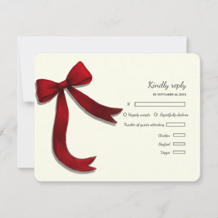 Elegante Minimalista Tarjeta RSVP de boda con lazo