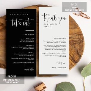 Elegante Mínimo Negro Gracias Menú Tarjeta de asie