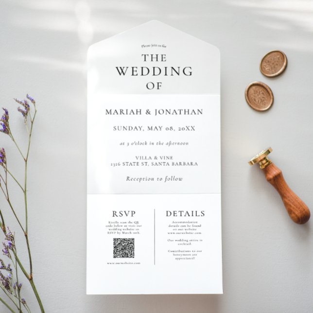 Elegante Mínimo Todo En Una Invitación De Boda (Subido por el creador)