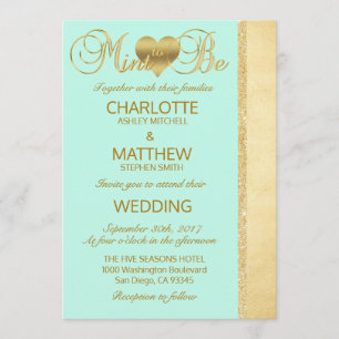 Elegante MINT A SER Gold Modern Wedding Invitación