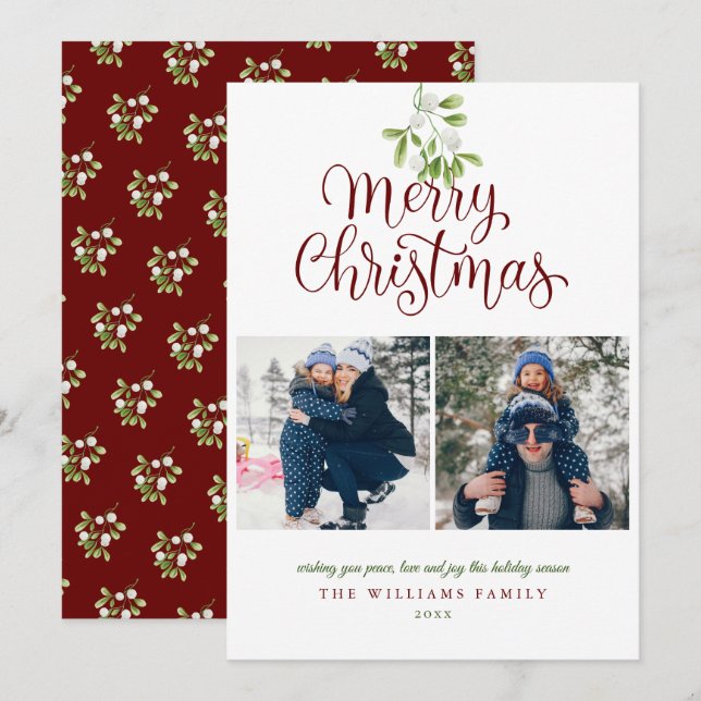 Elegante Mistletoe Feliz Navidad 2 Foto (Anverso / Reverso)