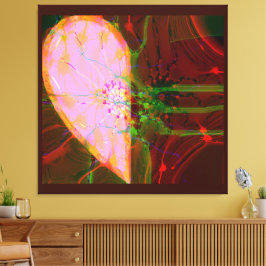 Elegante mitad corazón Resumen Arte Rojo Verde Ros