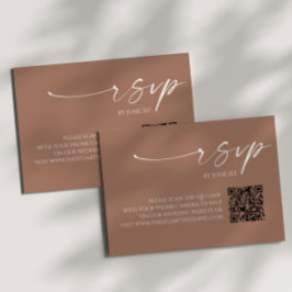 Elegante Mocha Mousse QR Código Boda Tarjeta RSVP