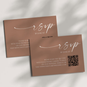 Elegante Mocha Mousse QR Código Boda Tarjeta RSVP