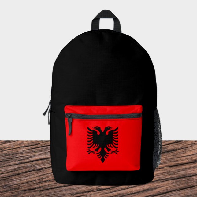 Elegante mochila albanesa, negro, bandera albanesa (Albania Backpack / Patriotic, flag styling)