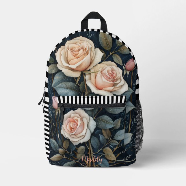 Elegante mochila personalizada para Rosas de época (Anverso)