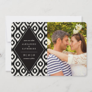Elegante Mod Diamond Ikat Foto Guardar Tarjeta De