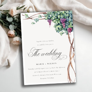 Elegante Moda acuarela Invitación a la Boda Grapev