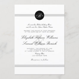 Elegante Moda blanco negro de la invitación a la b