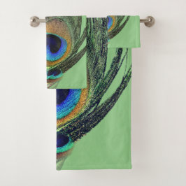 Elegante Moda Blue Sage Green Peacock Feather