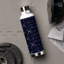 Elegante moda Botella de agua negra azul