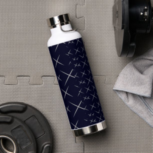 Elegante moda Botella de agua negra azul