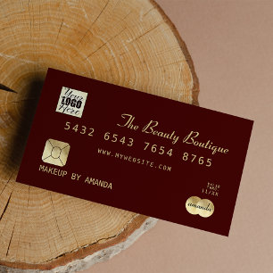 Elegante Moda Burgundy Gold Logotipo de tarjeta de