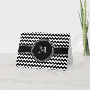 Elegante Moda Chevron Monograma blanco y negro
